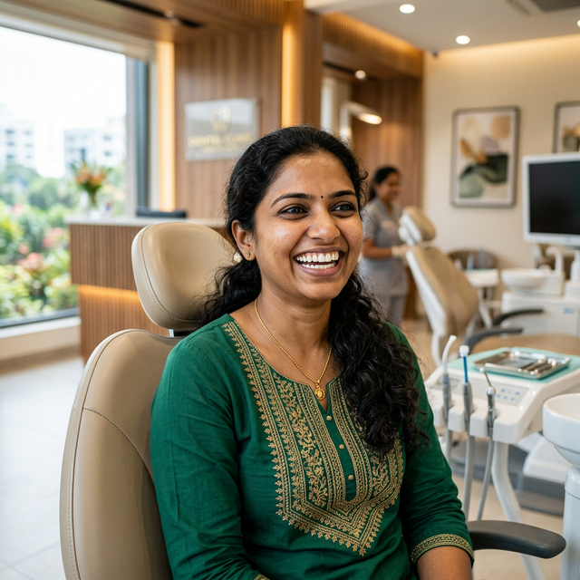 Happy patient smiling after treatment